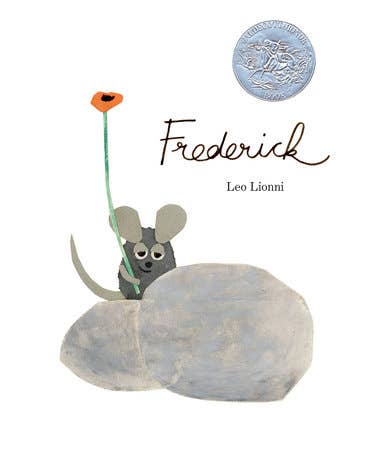 Book cover of 'Frederick' by Leo Lionni featuring a mouse and flower on a white background.