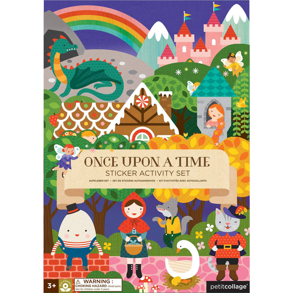 Once Upon a Time sticker activity set with fairy tale characters, castle, dragon, and rainbow for kids 3+