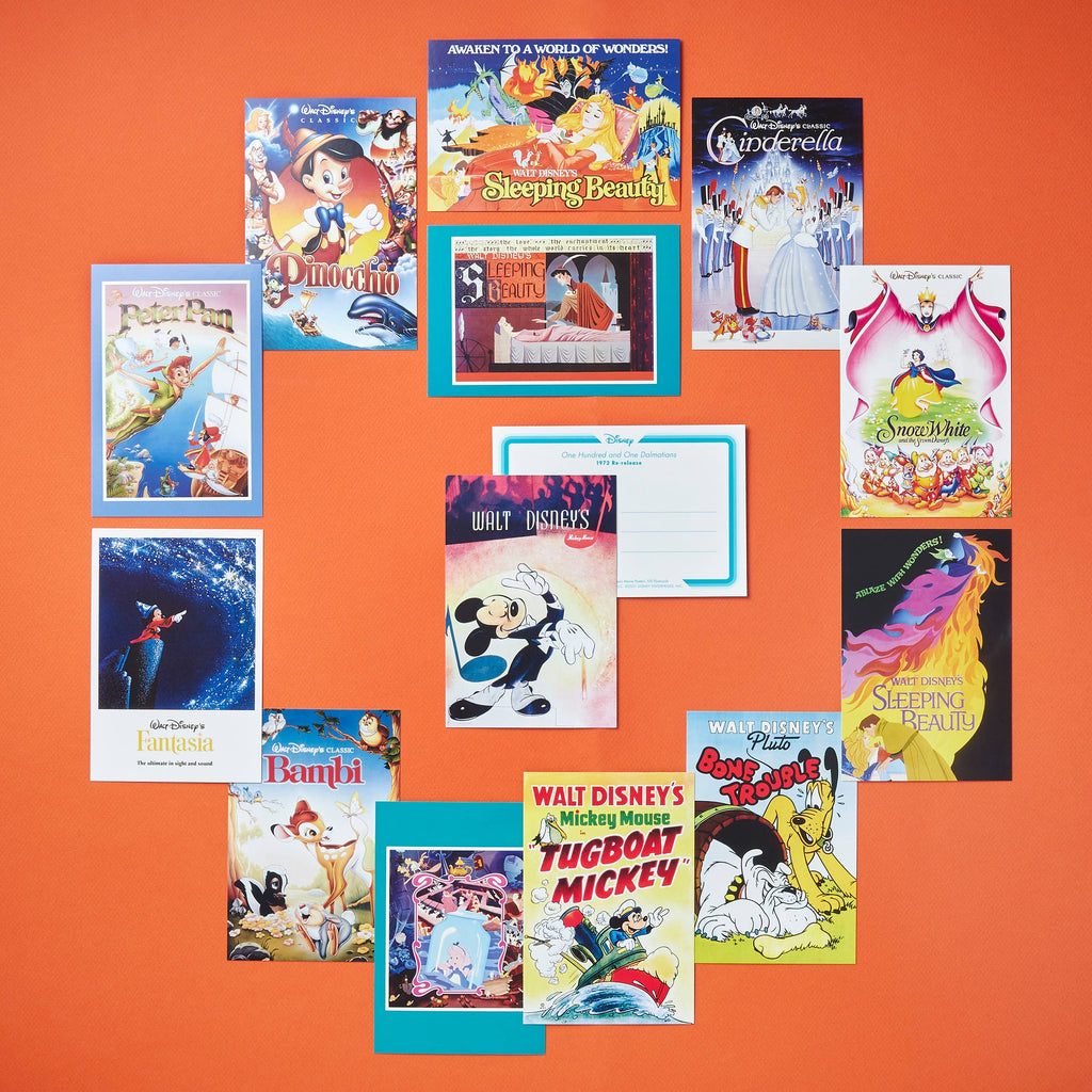 Walt Disney classic movie posters including Sleeping Beauty, Snow White, Pinocchio, and Mickey Mouse for family movie nights