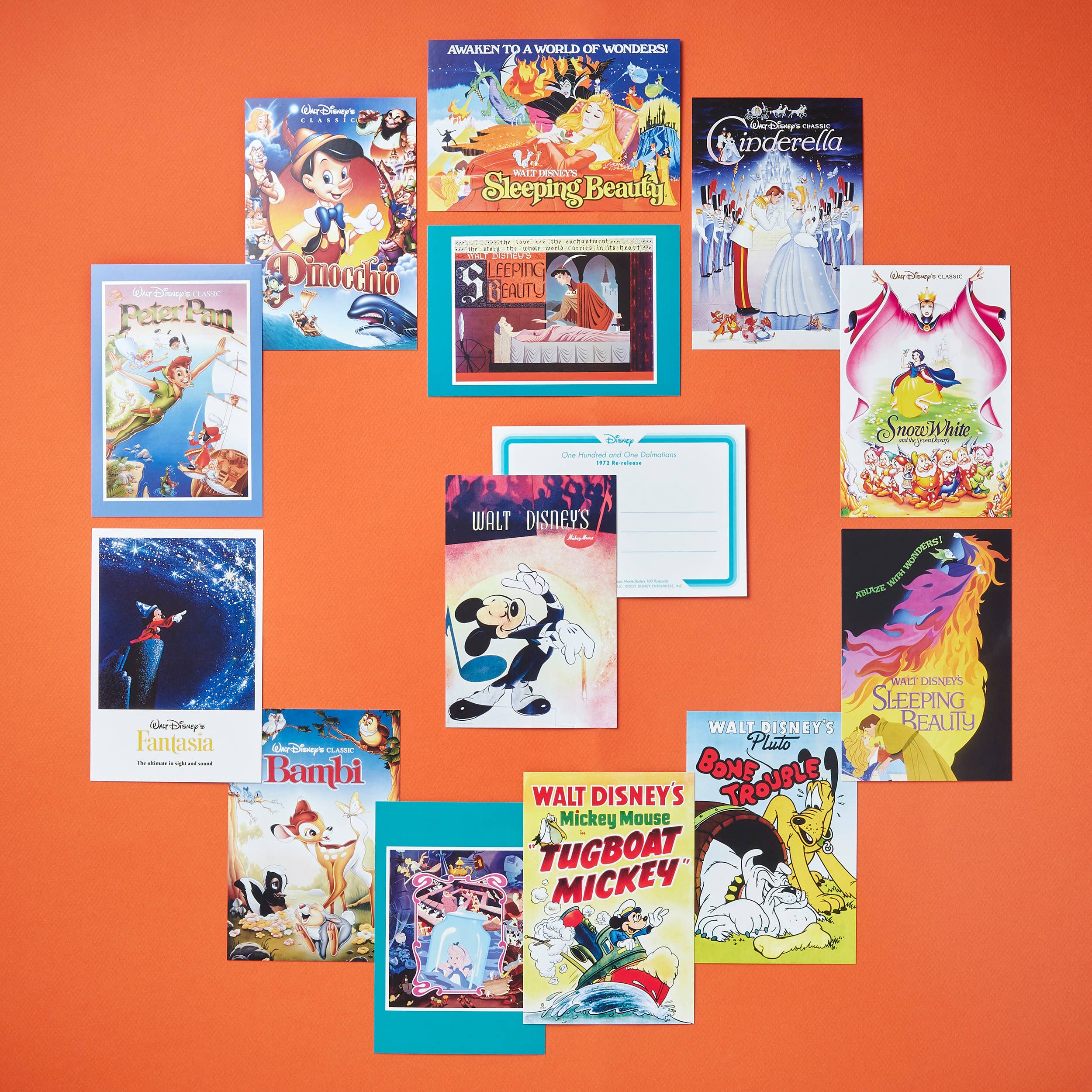 Walt Disney classic movie posters including Sleeping Beauty, Snow White, Pinocchio, and Mickey Mouse for family movie nights