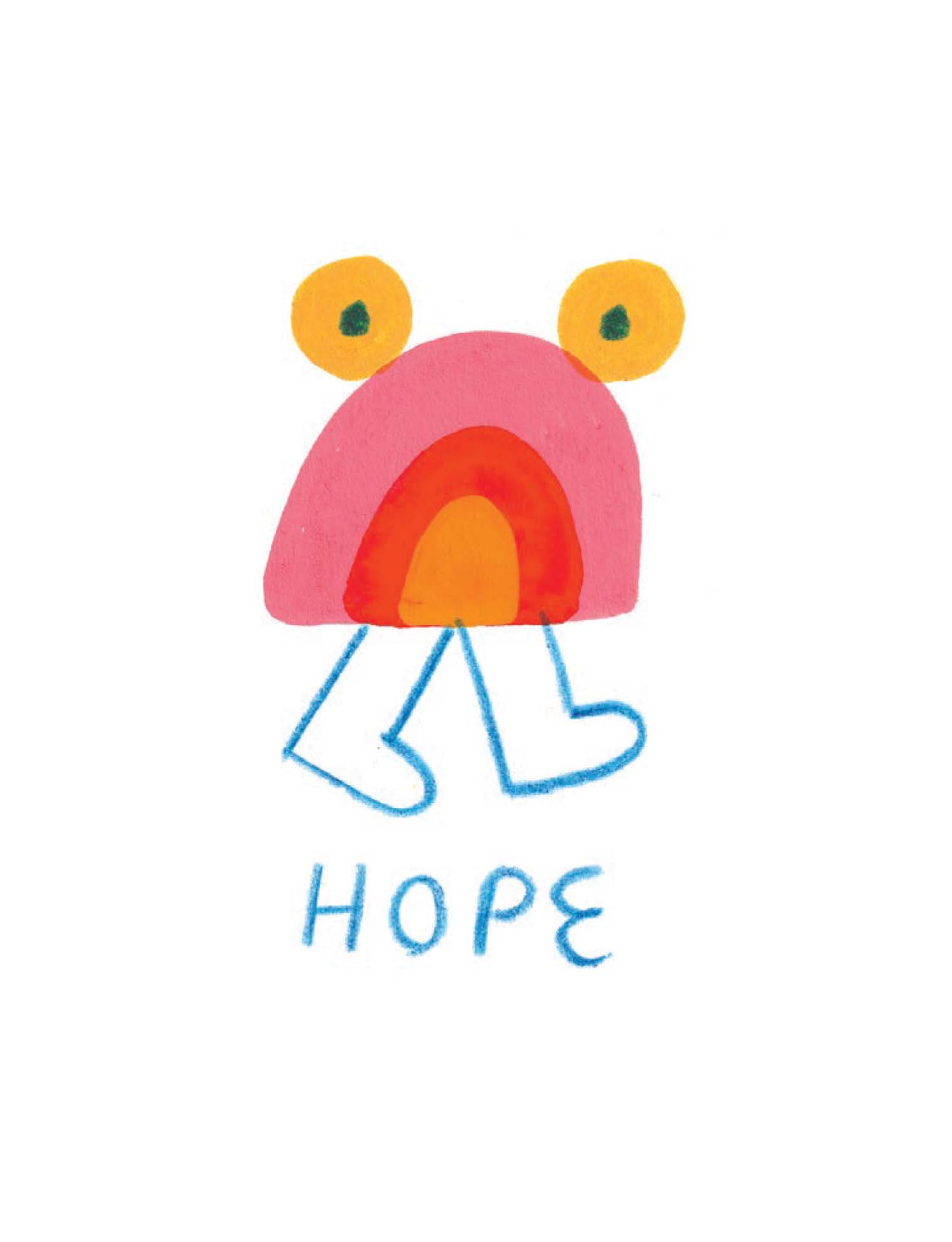 Colorful frog illustration with 'HOPE' text, perfect for kids' rooms or family decor