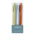 The Overthinker 3-pack gel pen set with colored ink, featuring playful phrases for planners and journaling.