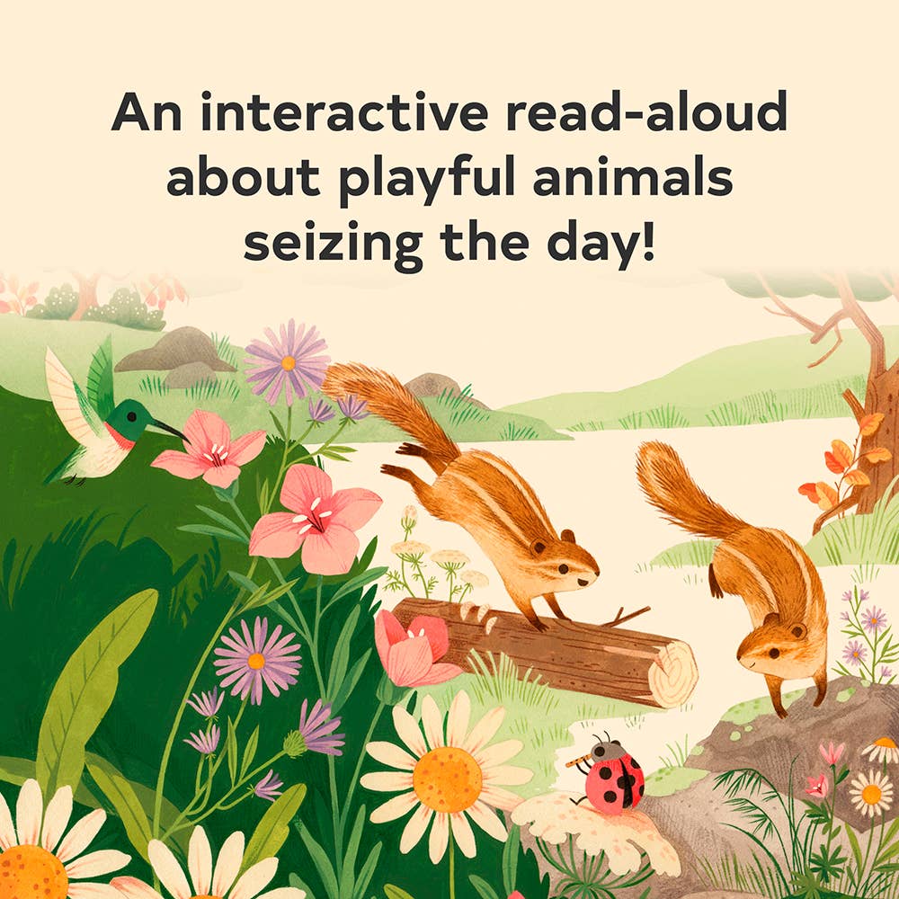 Interactive read-aloud book with playful chipmunks, hummingbird, and flowers for cozy family storytime