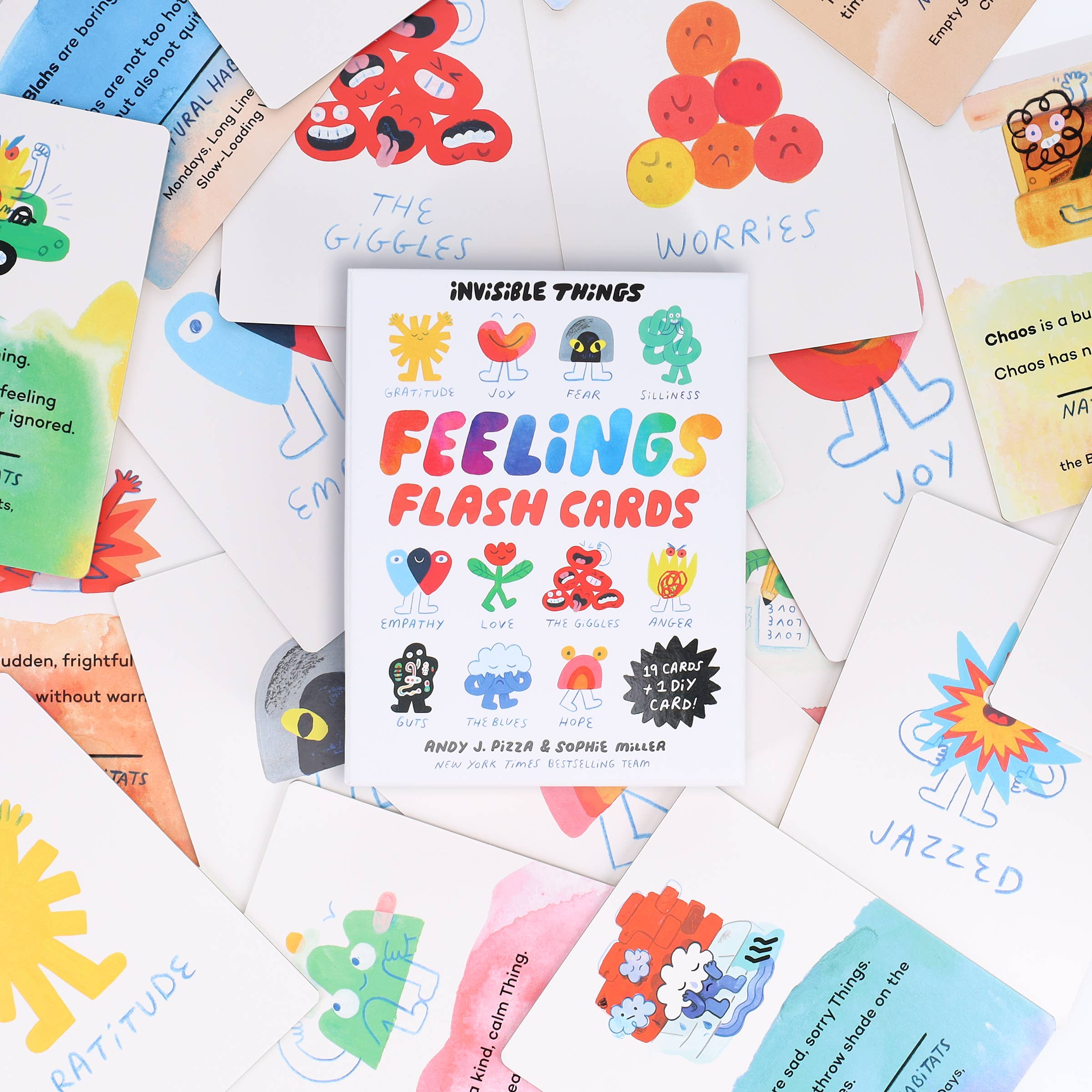 Invisible Things Feelings Flash Cards for kids, colorful emotion illustrations, perfect for family play & learning