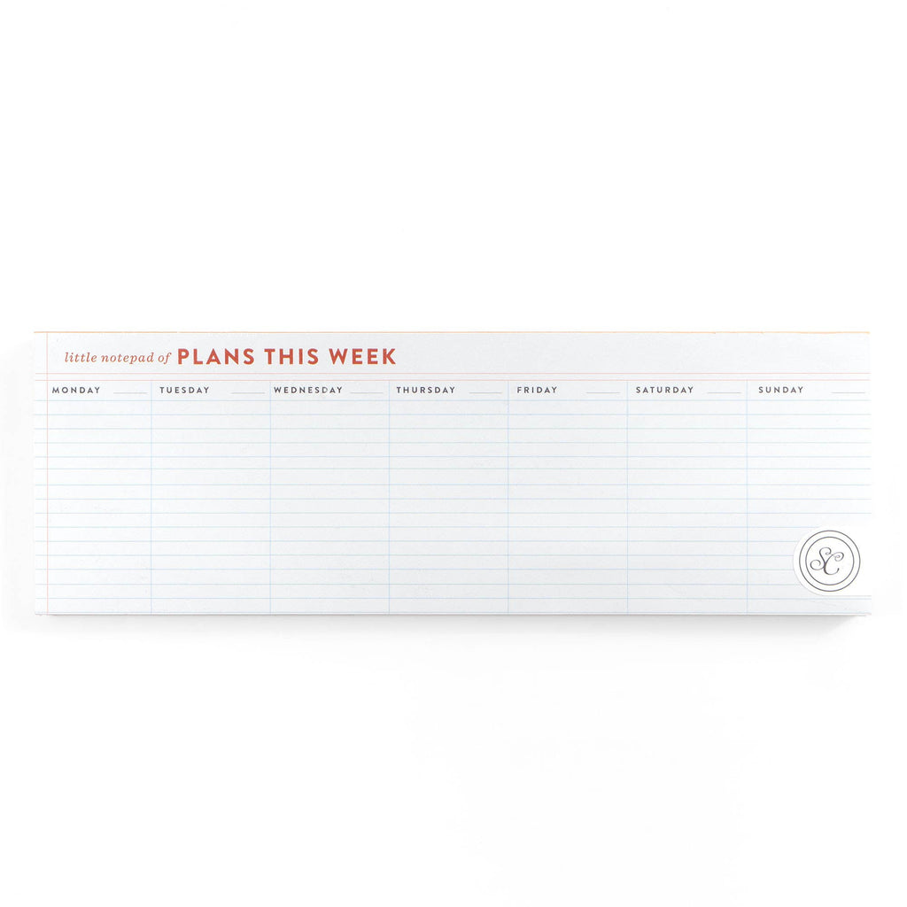 Weekly planner with days of the week on a white background
