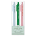Always Tired Gel Pen Set with colorful ink, perfect for planners and cozy reads