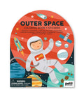 Outer Space coloring book with stickers featuring astronaut, planets, rocket — perfect for kids' creative play
