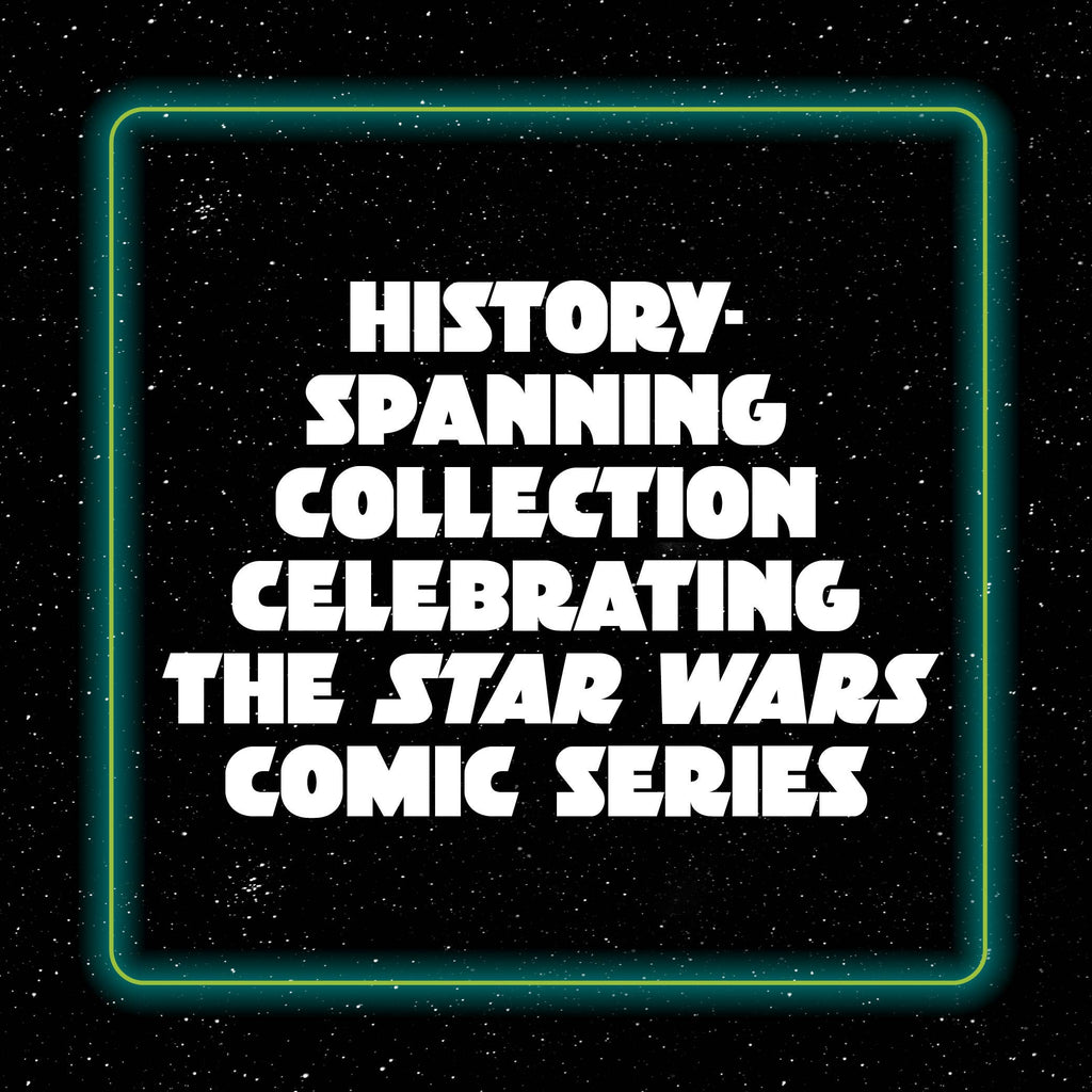 History-spanning Star Wars comic series collection on starry background