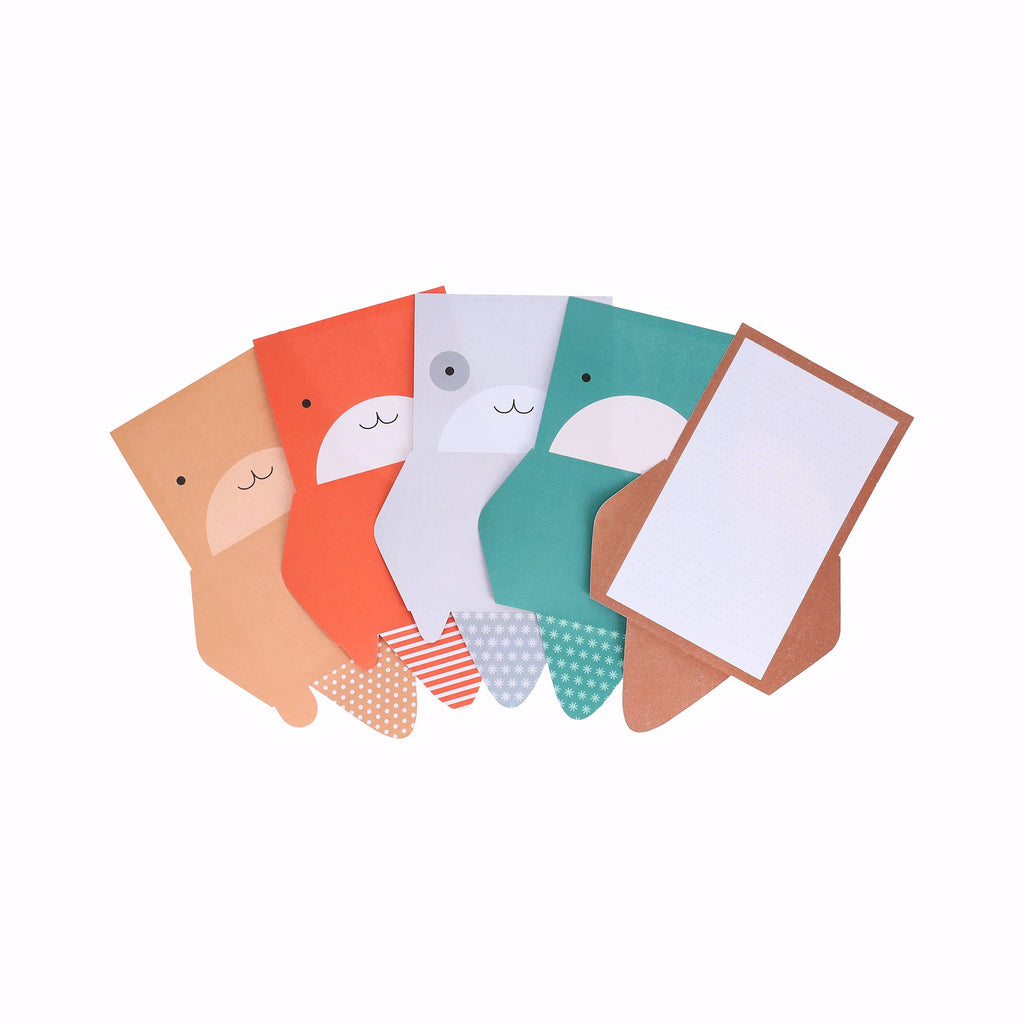 Set of colorful greeting cards with cartoon character faces on a white background
