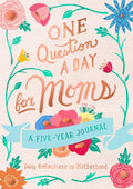 Floral journal cover with text 'One Question a Day for Moms' on a light background