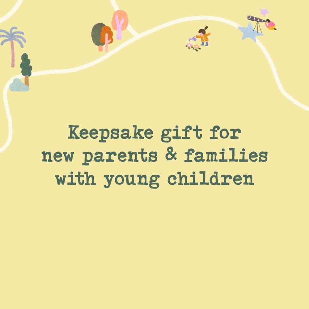 Keepsake gift for new parents & families with young children, illustrated with trees, stars, and playful scenes