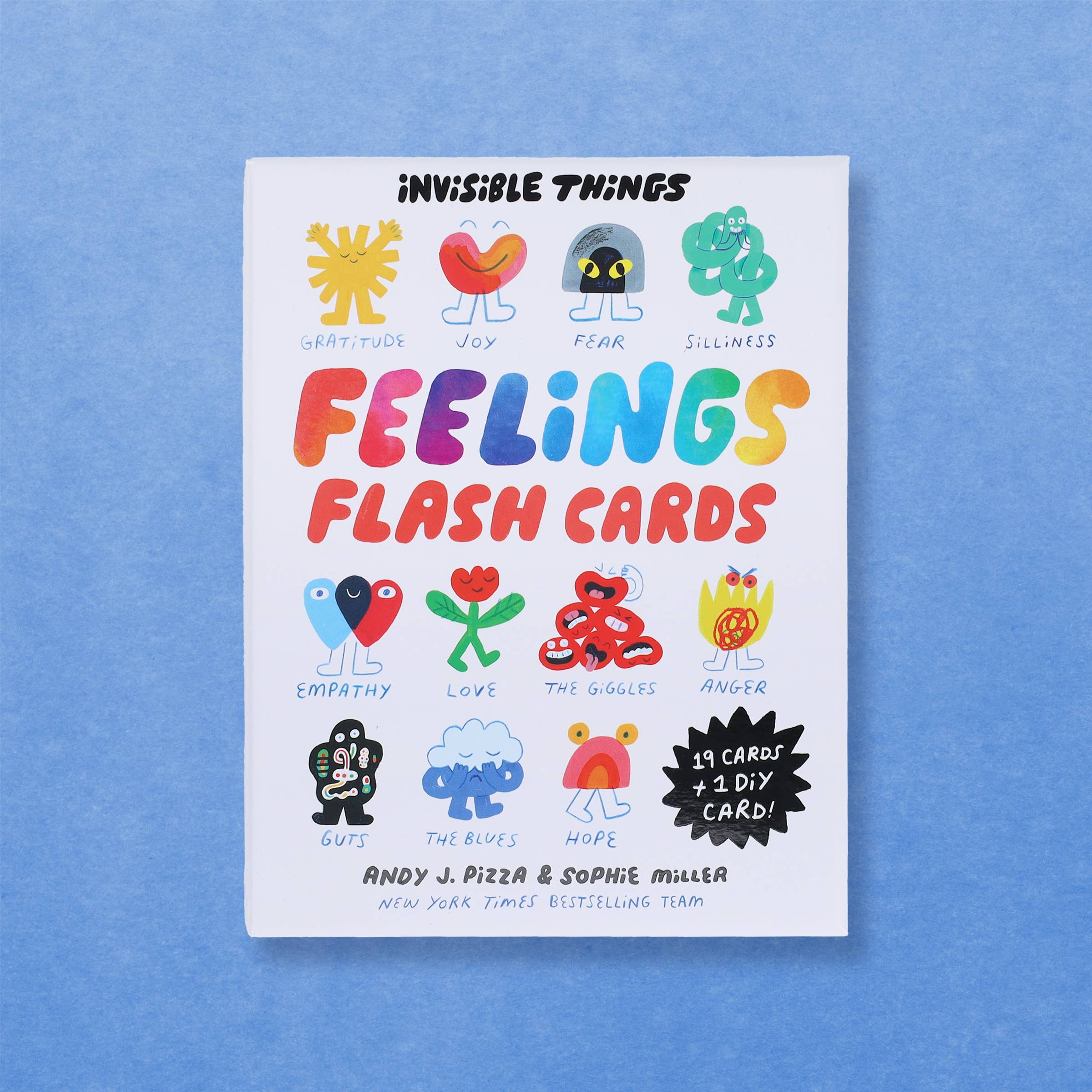 Invisible Things Feelings Flash Cards for kids, colorful emotions illustrations, 19 cards + 1 DIY card, perfect for family play and learning
