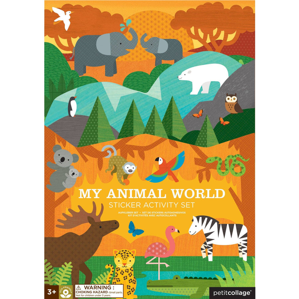 My Animal World sticker activity set with elephants, polar bear, zebra, flamingo, and more for kids 3+