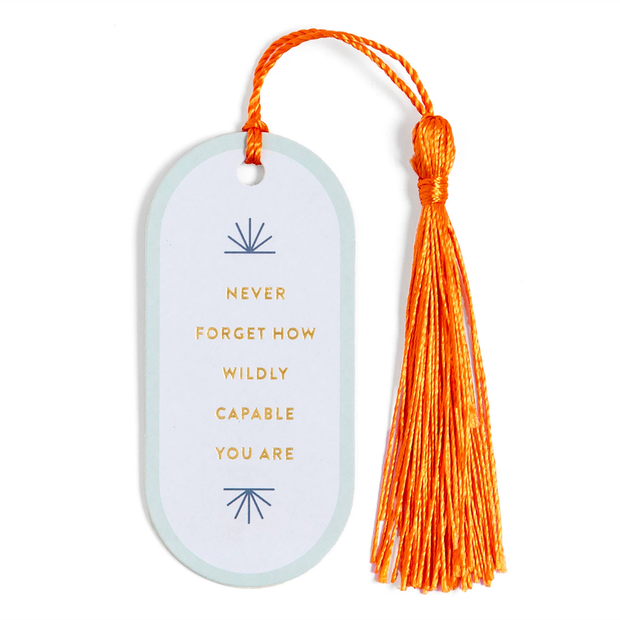 Motivational bookmark with tassel on a white background