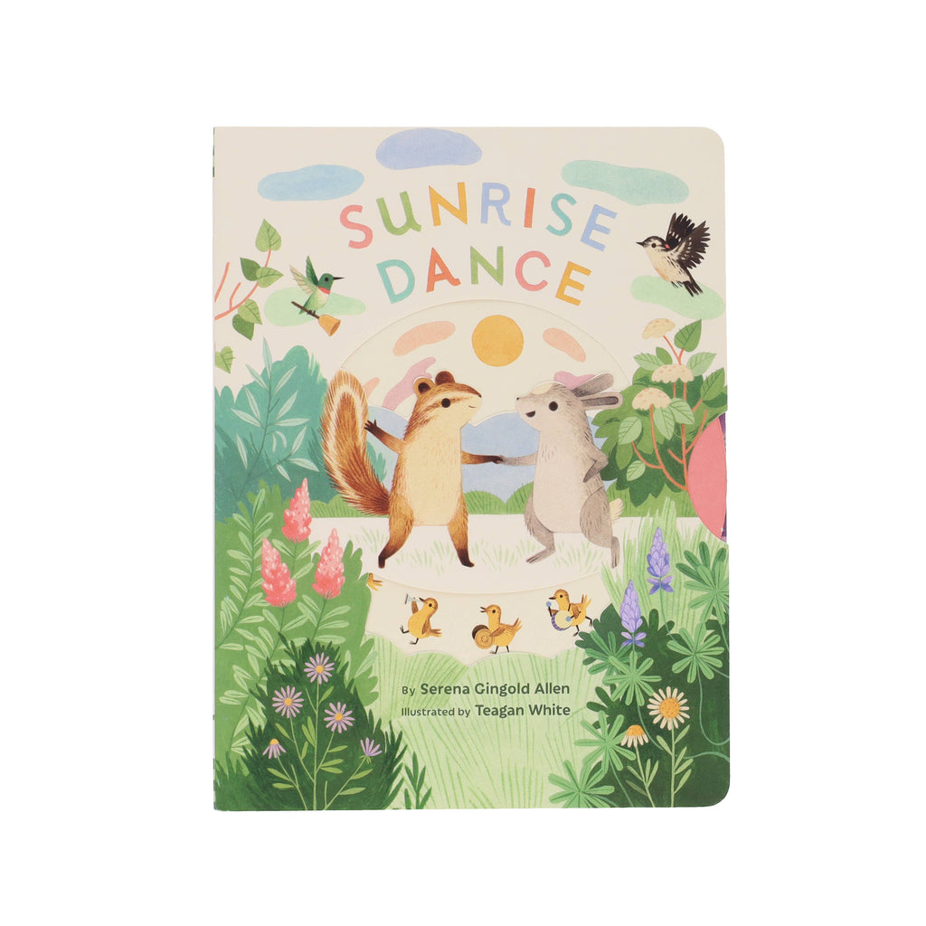 Sunrise Dance children's book with chipmunk, rabbit, birds, and flowers — cozy read for families